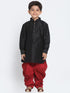 VASTRAMAY Boys' Black Cotton Silk Blend Kurta and Dhoti Pant Set